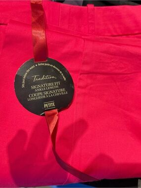 NWT Tradition Signature Fit Ankle Pants - Bright Pink Size 6